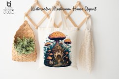 Watercolor Mushroom House Clipart, Mug Sublimation Design Product Image 6