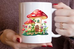 Watercolor Mushroom House Clipart Bundle Product Image 7