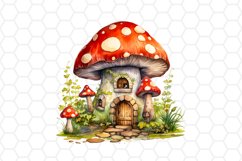 Watercolor Mushroom House Cliparts