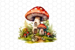 Watercolor Mushroom House Cliparts