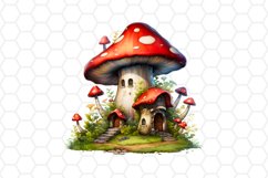 Watercolor Mushroom House Cliparts