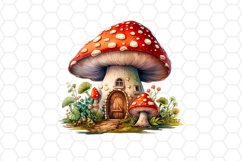 Watercolor Mushroom House Cliparts