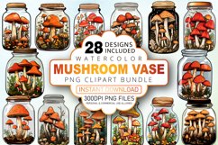 Watercolor Mushroom Vase Clipart Bundle Product Image 1