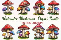Watercolor Mushrooms Clipart Bundle Product Image 1