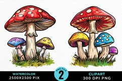 Watercolor Mushrooms Artwork Clipart Product Image 1