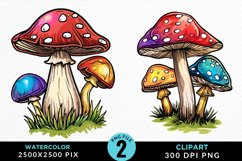 Watercolor Mushrooms Artwork Clipart Product Image 1