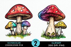 Watercolor Mushrooms Artwork Clipart Product Image 1