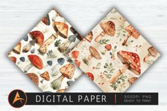 Watercolor Mushrooms Background Product Image 1