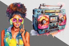 retro,  80s,  90s,  watercolor,  sublimation,  clip art,  people,  music,  T-Shirt design, posters, mug design, tumbler design, tote bag, pillow sublimation, clip art 
