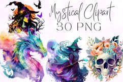 30 PNG Watercolor Magic Mystical Clipart Bundle Product Image 1