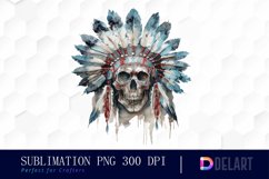 Native American Skull Sublimation PNG Clipart Product Image 1