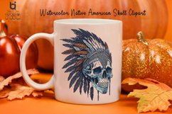 Watercolor Native American Skull Clipart, Mug PNG Design Product Image 2