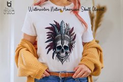 Watercolor Native American Skull Clipart, Mug PNG Design Product Image 4