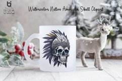 Watercolor Native American Skull Clipart, Mug PNG Design Product Image 5