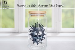 Watercolor Native American Skull Clipart, Mug PNG Design Product Image 7