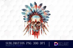 Native American Skull Sublimation PNG Clipart Product Image 1