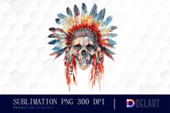 Native American Skull Sublimation PNG Clipart Product Image 1
