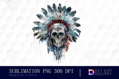 Native American Skull Watercolor Clipart Product Image 1