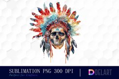 Native American Skull Illustration Clipart Product Image 1