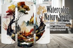 Beautiful Watercolor Autumn Nature Scene Tumbler Design Product Image 1