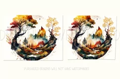 Beautiful Watercolor Autumn Nature Scene Tumbler Design Product Image 2