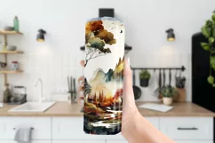 Beautiful Watercolor Autumn Nature Scene Tumbler Design Product Image 3