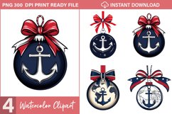 Watercolor Nautical Christmas Graphics Clipart Product Image 1
