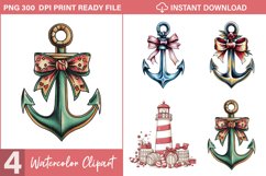 Watercolor Nautical Christmas Graphics Clipart Product Image 1