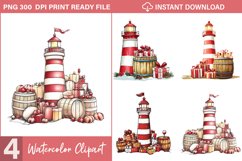 Watercolor Nautical Christmas Graphics Clipart Product Image 1