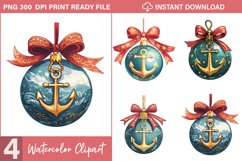 Watercolor Nautical Christmas Graphics Clipart Product Image 1
