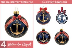 Watercolor Nautical Christmas Graphics Clipart Product Image 1