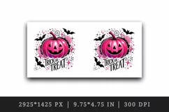 Watercolor neon pink pumpkin Trick or Treat text quote lettering Halloween print tumbler skinny mug wrap clipart t-shirt sublimation printable design