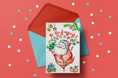 Christmas Watercolor ClipArt | New Year Santa Greeting Card Product Image 5