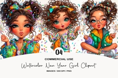 Watercolor New Year Girl Clipart Product Image 1