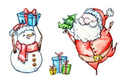 Christmas Watercolor ClipArt | New Year Santa Greeting Card Product Image 9