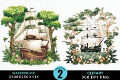 Watercolor Noah&#039;s Ark Graphic Clipart Product Image 1