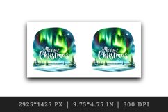 Watercolor Northern Lights night sky landscape Merry Christmas quote print 20 oz tumbler skinny mug wrap clipart t-shirt sublimation printable design