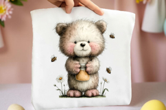 Watercolor Nursery Bear and Bees Clipart Product Image 3
