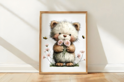 Watercolor Nursery Bear and Bees Clipart Product Image 2