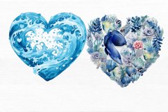 Ocean Heart Watercolor Sublimation Clipart Product Image 6