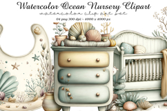 Watercolor Ocean Nursery Clipart Product Image 1