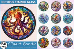 Stained Glass Octopus Clipart Bundle Product Image 1