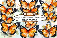 Orange And Black Butterfly Clipart Bundle Product Image 1