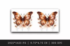 Watercolor orange brown butterfly floral sparkle flowers insect diamonds 20 oz tumbler skinny mug wrap clipart t-shirt sublimation printable design
