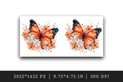 Watercolor orange brown butterfly floral sparkle flowers insect diamonds 20 oz tumbler skinny mug wrap clipart t-shirt sublimation printable design