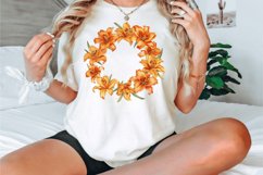 Watercolor Orange Daylily Wreaths Clipart Bundle Product Image 3