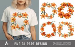 Watercolor Orange Daylily Wreaths Clipart Product Image 1