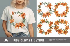 Watercolor Orange Daylily Wreaths Clipart Product Image 1