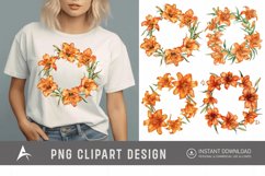 Watercolor Orange Daylily Wreaths Clipart Product Image 1