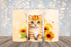 Orange Kitten and Flowers- 20oz Sublimation - PNG Design Product Image 1